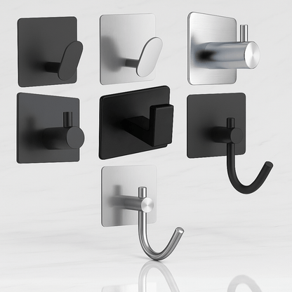 HookMate – 4-Pack | Stainless Steel Adhesive Hooks for Bathroom & Kitchen