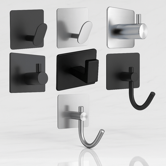 HookMate – 4-Pack | Stainless Steel Adhesive Hooks for Bathroom & Kitchen