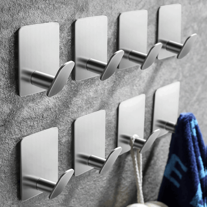 StepHooks – 4-Pack Stainless Steel Adhesive Hooks for Bathroom, Kitchen & Entryway