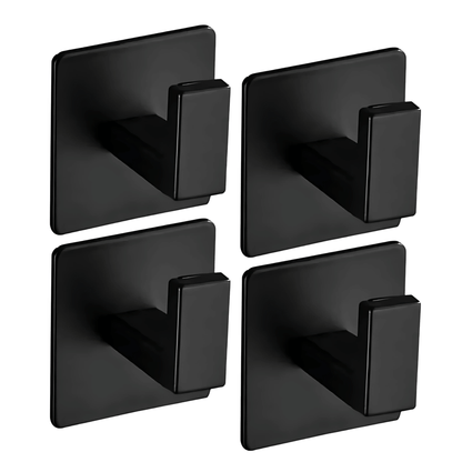 AdheGrip – Self-Adhesive Aluminum Wall Hooks with Strong 3M Adhesive for Bathroom & Kitchen | Black, White & Gray