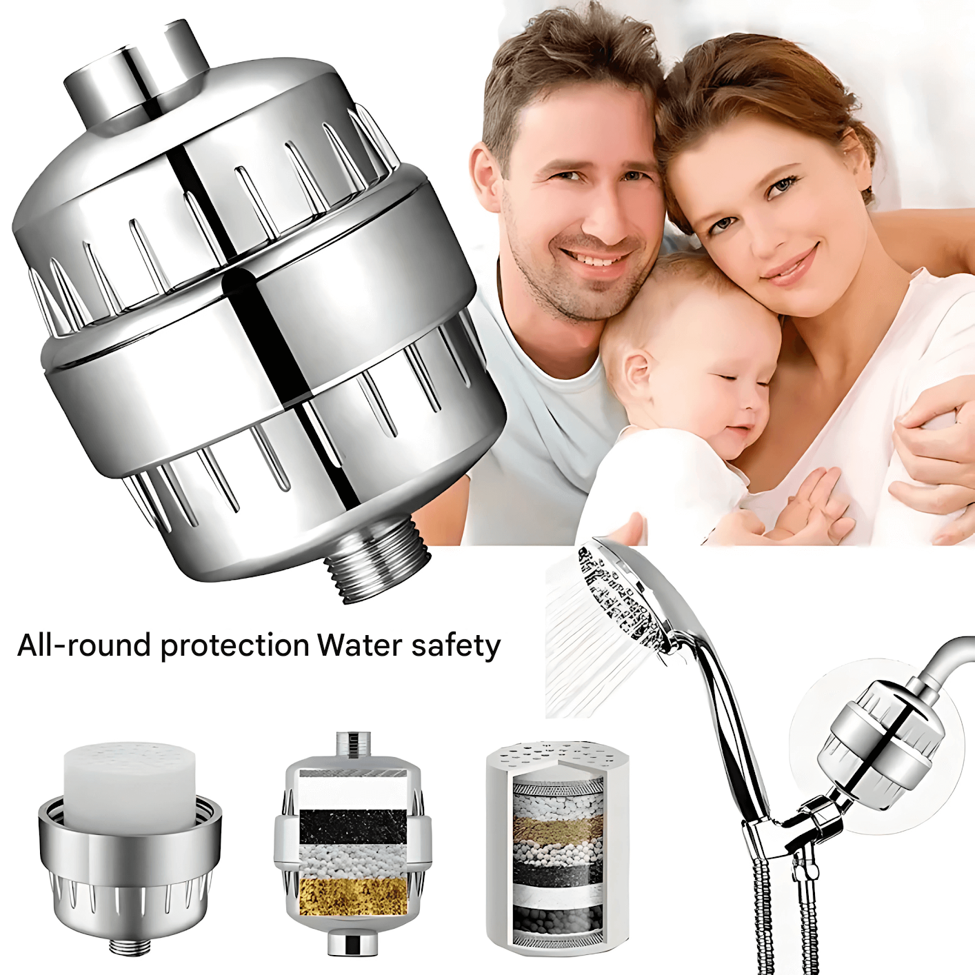 PureFlow – 15/20-Stage Shower Filter for Cleaner Water & Softer Skin