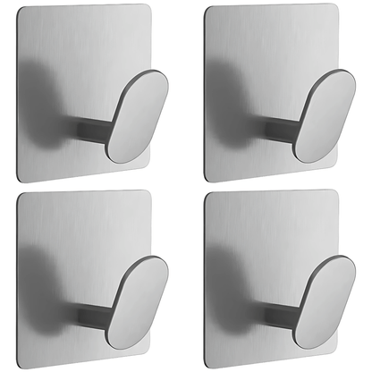 HookMate – 4-Pack | Stainless Steel Adhesive Hooks for Bathroom & Kitchen