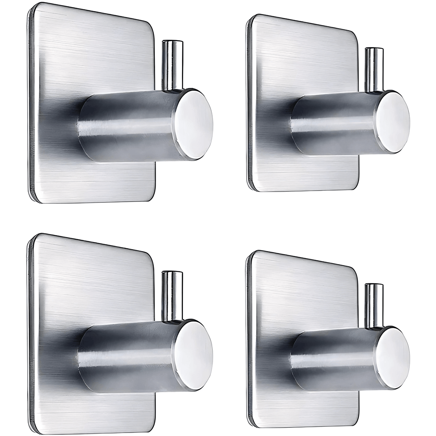 HookMate – 4-Pack | Stainless Steel Adhesive Hooks for Bathroom & Kitchen