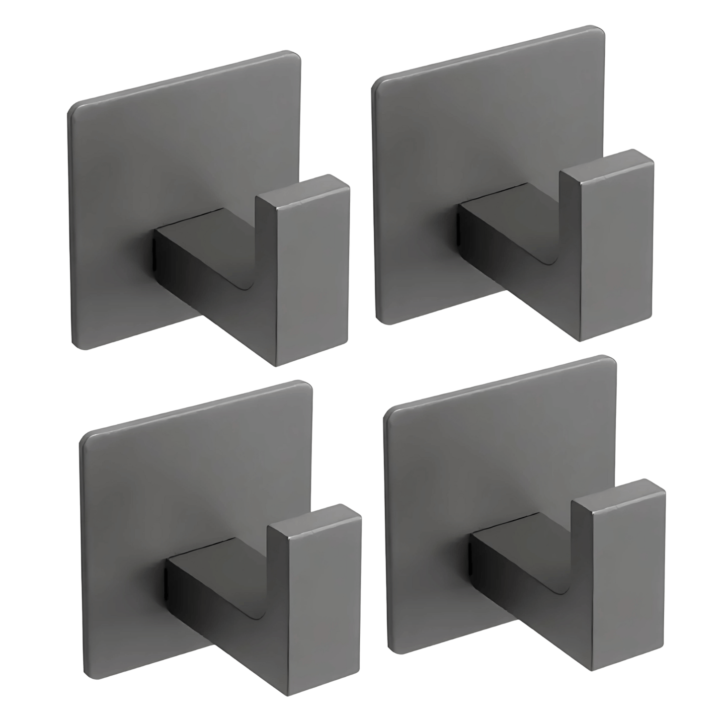 AdheGrip – Self-Adhesive Aluminum Wall Hooks with Strong 3M Adhesive for Bathroom & Kitchen | Black, White & Gray
