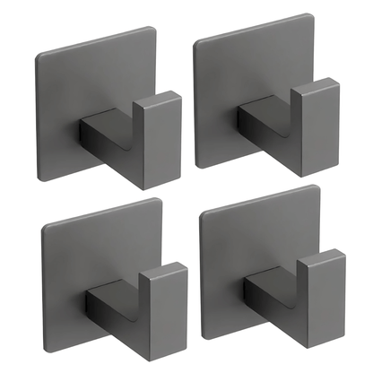 AdheGrip – Self-Adhesive Aluminum Wall Hooks with Strong 3M Adhesive for Bathroom & Kitchen | Black, White & Gray