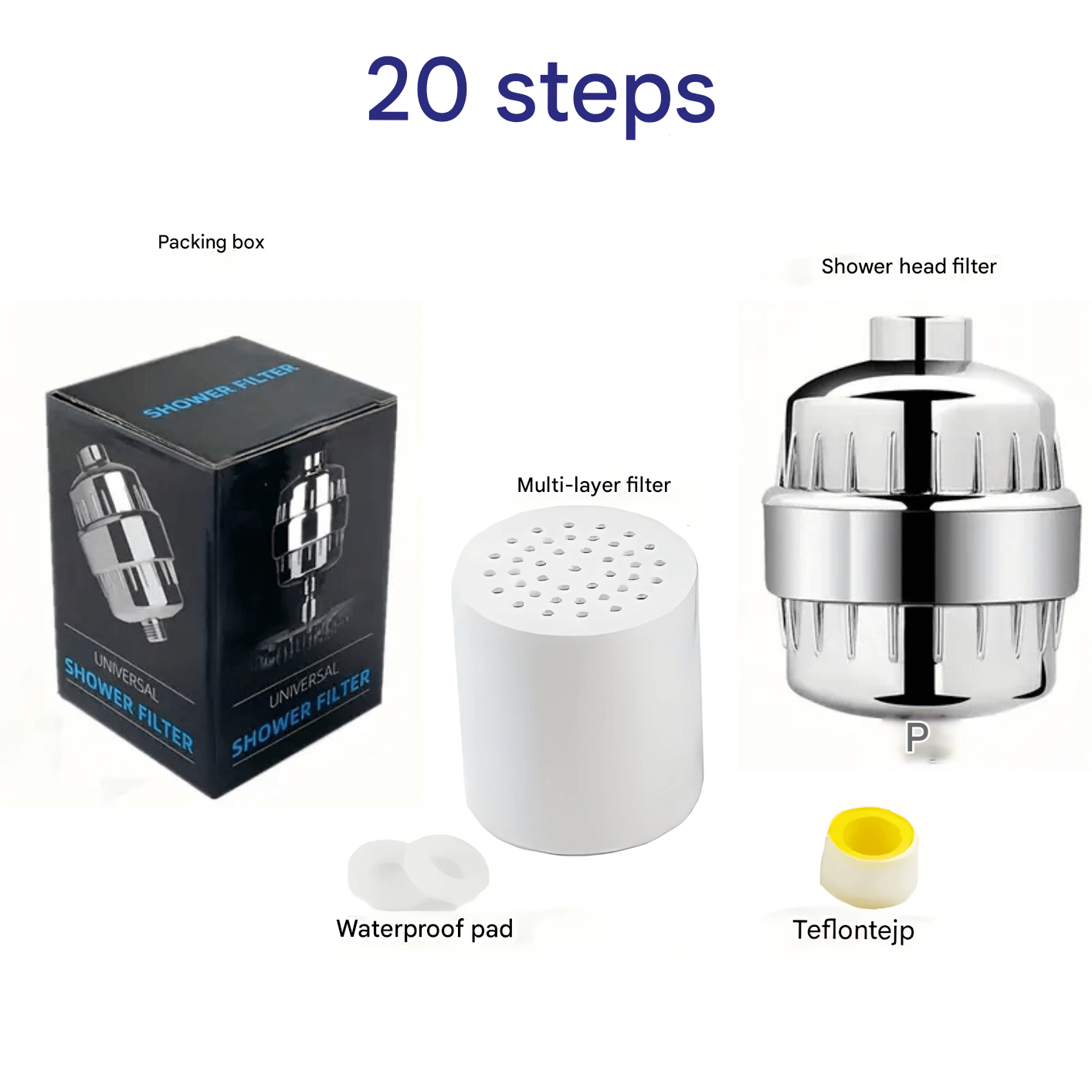 PureFlow – 15/20-Stage Shower Filter for Cleaner Water & Softer Skin